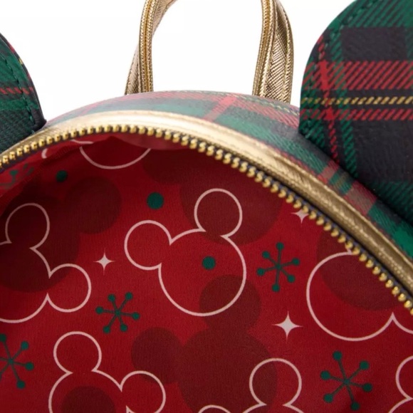 Loungefly Disney NWT Mickey Holiday Plaid Mini Backpack - Picture 5 of 8